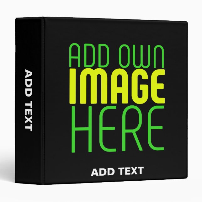 MODERN EDITABLE SIMPLE BLACK IMAGE TEXT TEMPLATE 3 RING BINDER (Front/Spine)