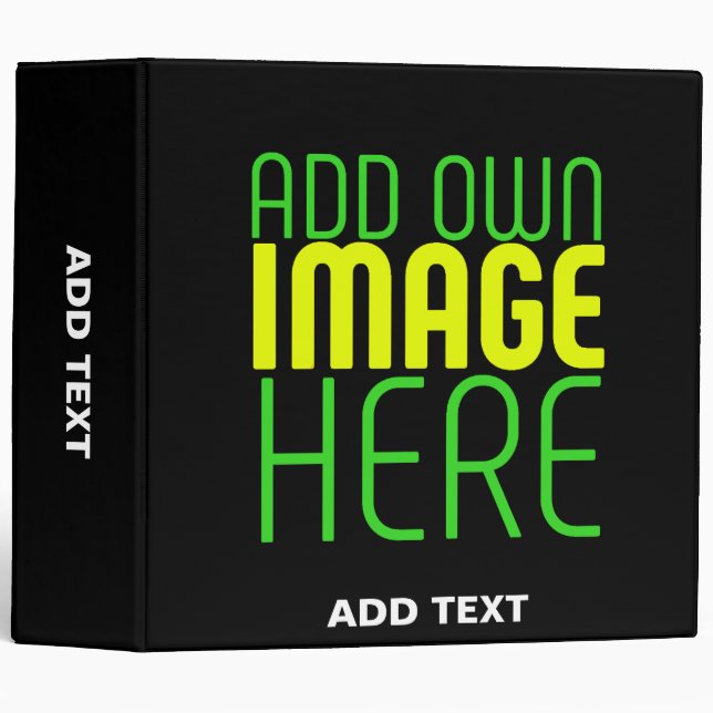 MODERN EDITABLE SIMPLE BLACK IMAGE TEXT TEMPLATE 3 RING BINDER (Front/Spine)