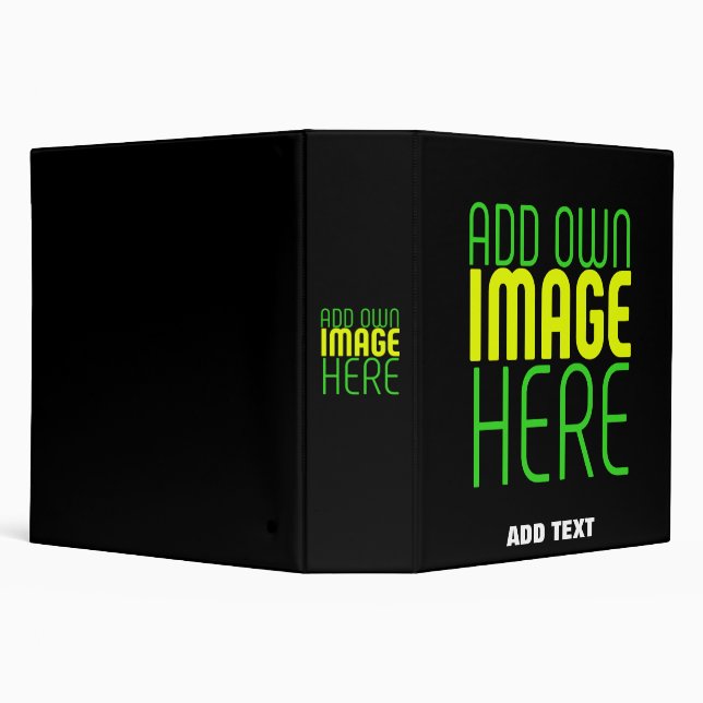 MODERN EDITABLE SIMPLE BLACK IMAGE TEXT TEMPLATE 3 RING BINDER (Background)