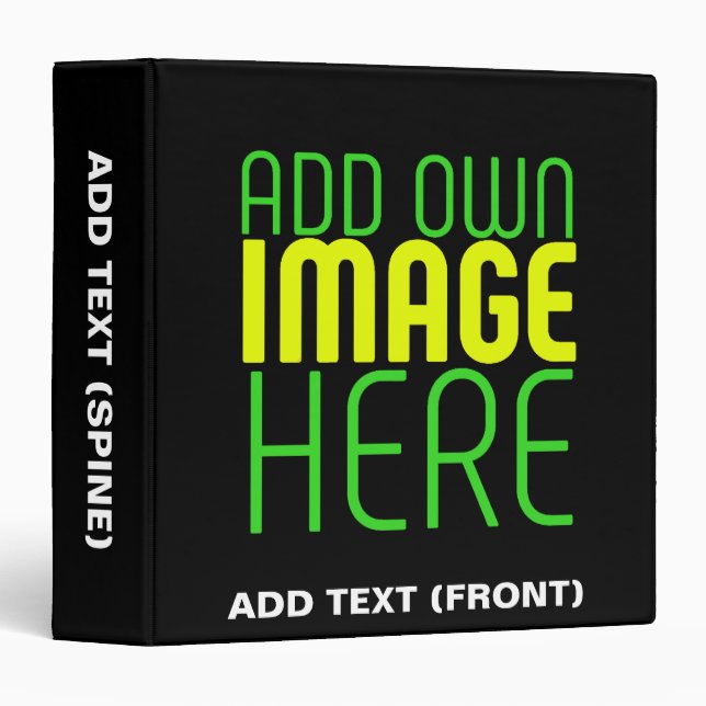 MODERN EDITABLE SIMPLE BLACK IMAGE TEXT TEMPLATE 3 RING BINDER (Front/Spine)