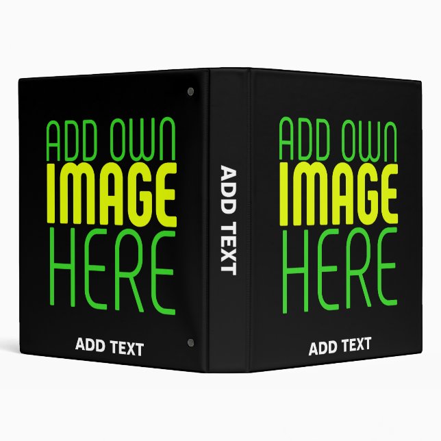 MODERN EDITABLE SIMPLE BLACK IMAGE TEXT TEMPLATE 3 RING BINDER (Background)