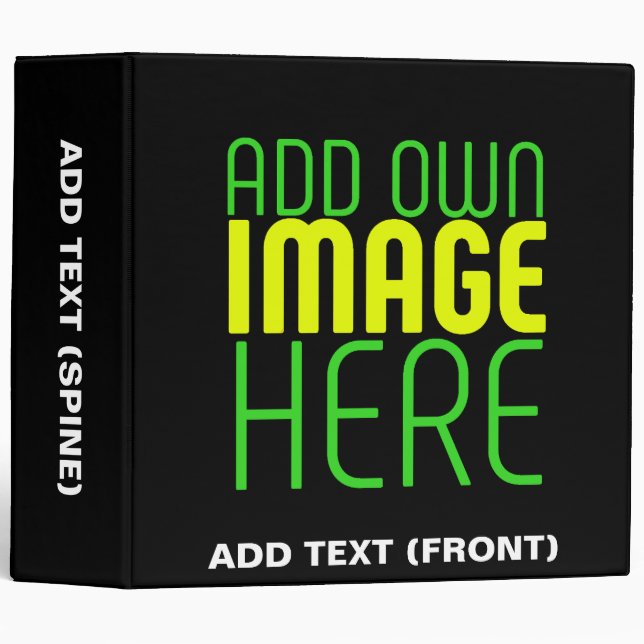 MODERN EDITABLE SIMPLE BLACK IMAGE TEXT TEMPLATE 3 RING BINDER (Front/Spine)