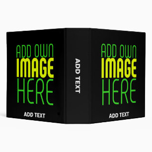 MODERN EDITABLE SIMPLE BLACK IMAGE TEXT TEMPLATE 3 RING BINDER