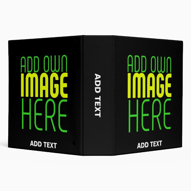 MODERN EDITABLE SIMPLE BLACK IMAGE TEXT TEMPLATE 3 RING BINDER (Background)