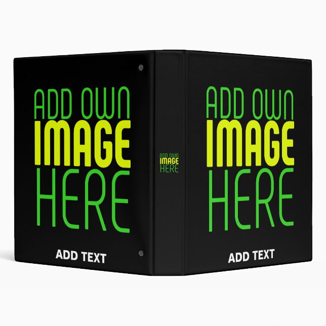 MODERN EDITABLE SIMPLE BLACK IMAGE TEXT TEMPLATE 3 RING BINDER (Background)