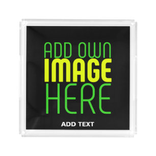 MODERN EDITABLE SIMPLE BLACK IMAGE TEXT TEMPLATE ACRYLIC TRAY