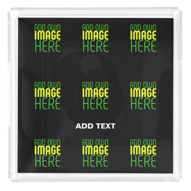 MODERN EDITABLE SIMPLE BLACK IMAGE TEXT TEMPLATE ACRYLIC TRAY (Front)