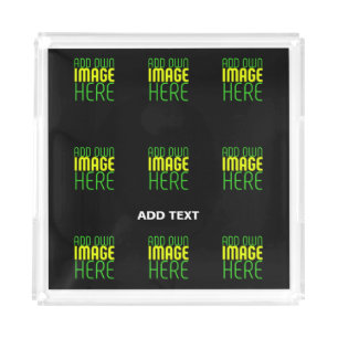 MODERN EDITABLE SIMPLE BLACK IMAGE TEXT TEMPLATE ACRYLIC TRAY
