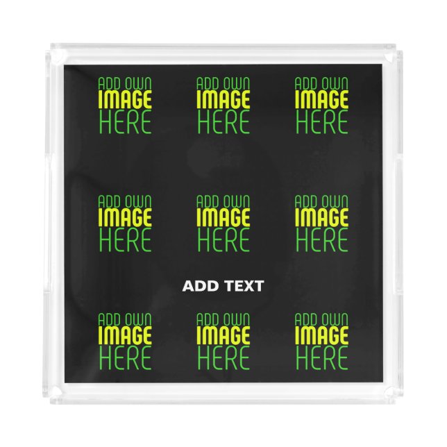 MODERN EDITABLE SIMPLE BLACK IMAGE TEXT TEMPLATE ACRYLIC TRAY (Front)