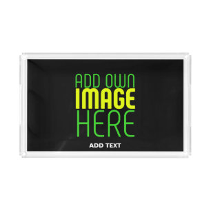 MODERN EDITABLE SIMPLE BLACK IMAGE TEXT TEMPLATE ACRYLIC TRAY