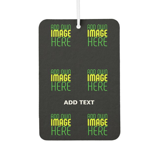 MODERN EDITABLE SIMPLE BLACK IMAGE TEXT TEMPLATE AIR FRESHENER (Front)