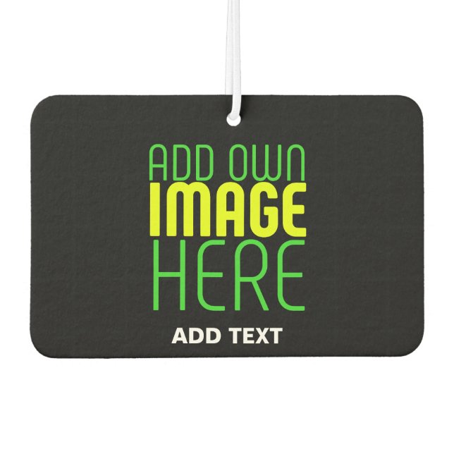 MODERN EDITABLE SIMPLE BLACK IMAGE TEXT TEMPLATE AIR FRESHENER (Front)