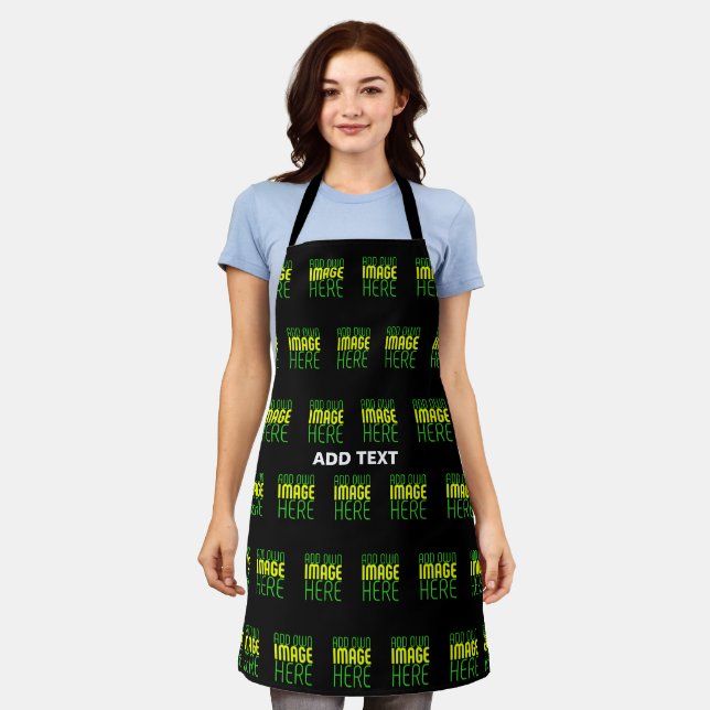 MODERN EDITABLE SIMPLE BLACK IMAGE TEXT TEMPLATE APRON (Worn)