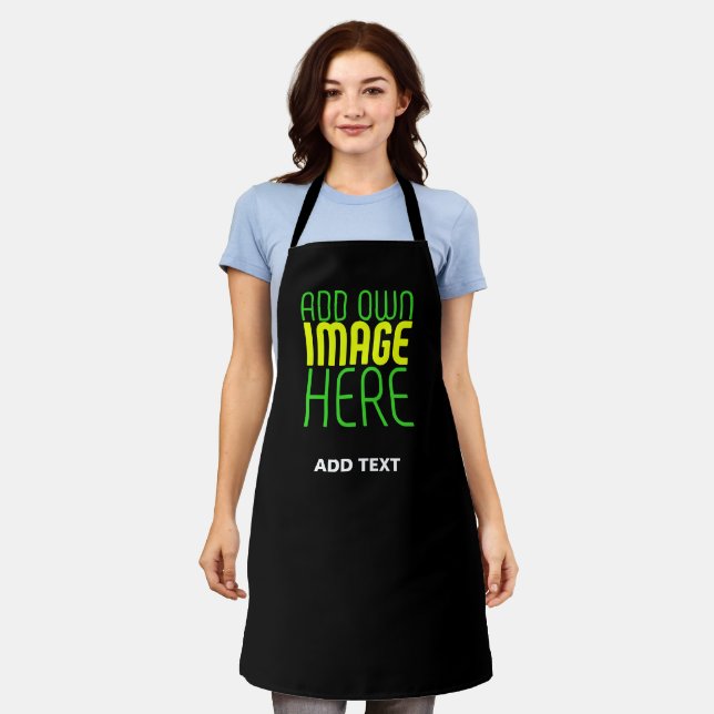 MODERN EDITABLE SIMPLE BLACK IMAGE TEXT TEMPLATE APRON (Worn)