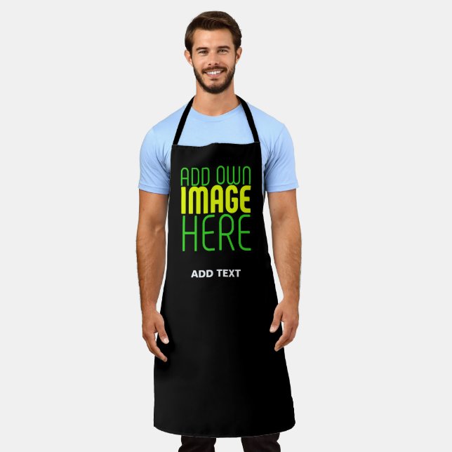 MODERN EDITABLE SIMPLE BLACK IMAGE TEXT TEMPLATE APRON (Worn)