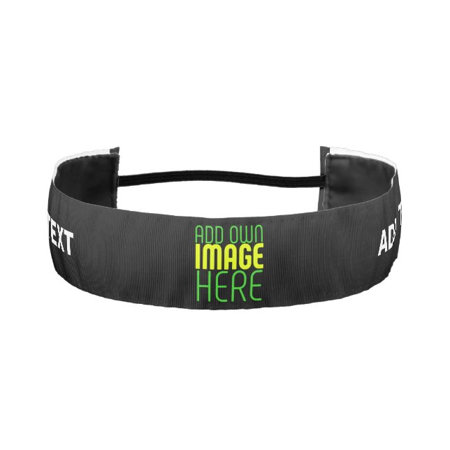 MODERN EDITABLE SIMPLE BLACK IMAGE TEXT TEMPLATE ATHLETIC HEADBAND (Front)