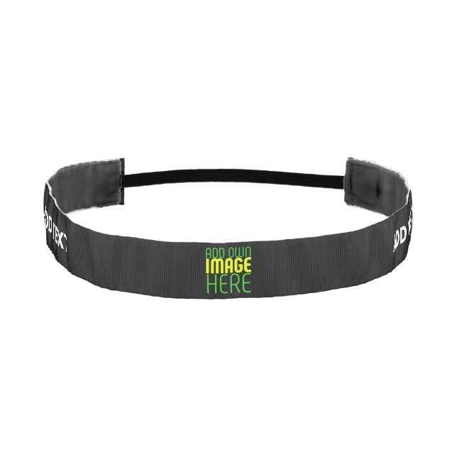 MODERN EDITABLE SIMPLE BLACK IMAGE TEXT TEMPLATE ATHLETIC HEADBAND (Front)
