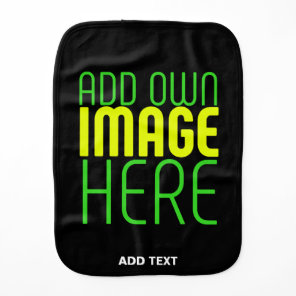 MODERN EDITABLE SIMPLE BLACK IMAGE TEXT TEMPLATE BABY BURP CLOTH