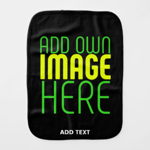 MODERN EDITABLE SIMPLE BLACK IMAGE TEXT TEMPLATE BABY BURP CLOTH