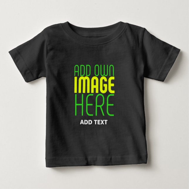 MODERN EDITABLE SIMPLE BLACK IMAGE TEXT TEMPLATE BABY T-Shirt (Front)