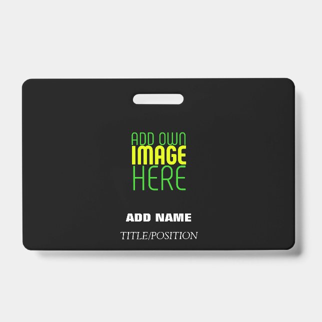 MODERN EDITABLE SIMPLE BLACK IMAGE TEXT TEMPLATE BADGE (Front)