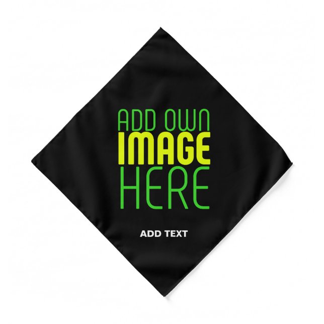 MODERN EDITABLE SIMPLE BLACK IMAGE TEXT TEMPLATE BANDANA (Front)