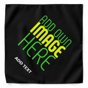 MODERN EDITABLE SIMPLE BLACK IMAGE TEXT TEMPLATE BANDANA