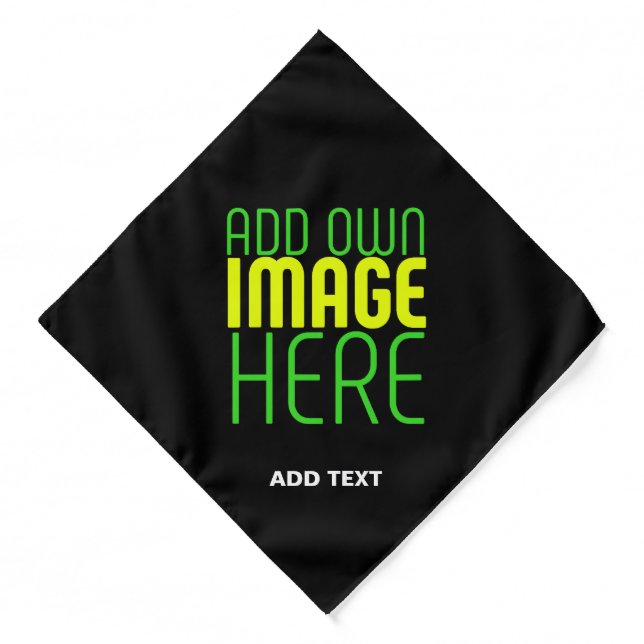 MODERN EDITABLE SIMPLE BLACK IMAGE TEXT TEMPLATE BANDANA (Front)