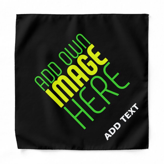 MODERN EDITABLE SIMPLE BLACK IMAGE TEXT TEMPLATE BANDANA (Front)