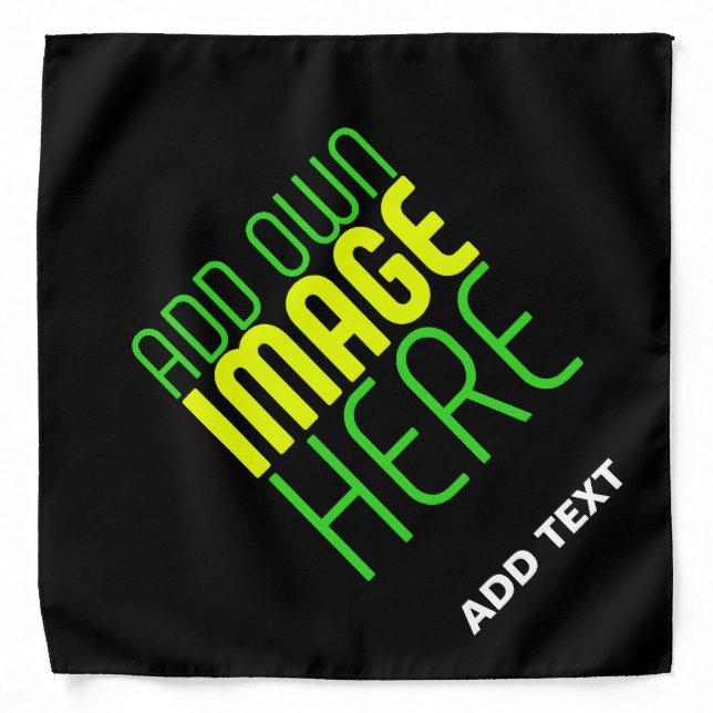 MODERN EDITABLE SIMPLE BLACK IMAGE TEXT TEMPLATE BANDANA (Front)