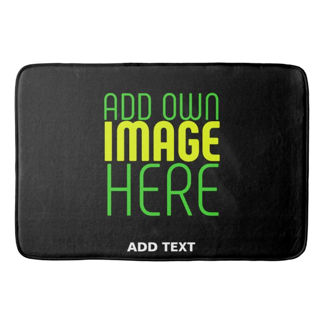 MODERN EDITABLE SIMPLE BLACK IMAGE TEXT TEMPLATE BATH MAT (Front)