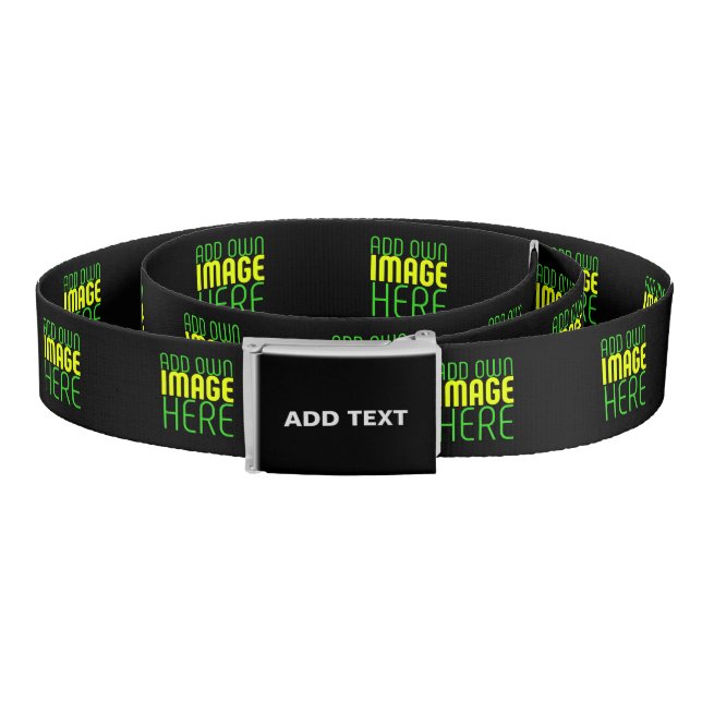 MODERN EDITABLE SIMPLE BLACK IMAGE TEXT TEMPLATE BELT (Coil)