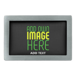 MODERN EDITABLE SIMPLE BLACK IMAGE TEXT TEMPLATE BELT BUCKLE