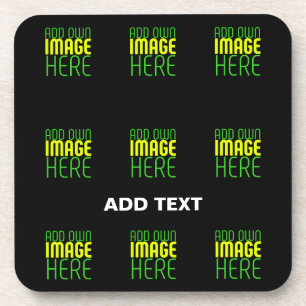 MODERN EDITABLE SIMPLE BLACK IMAGE TEXT TEMPLATE BEVERAGE COASTER