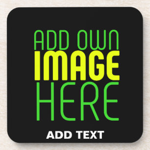 MODERN EDITABLE SIMPLE BLACK IMAGE TEXT TEMPLATE BEVERAGE COASTER