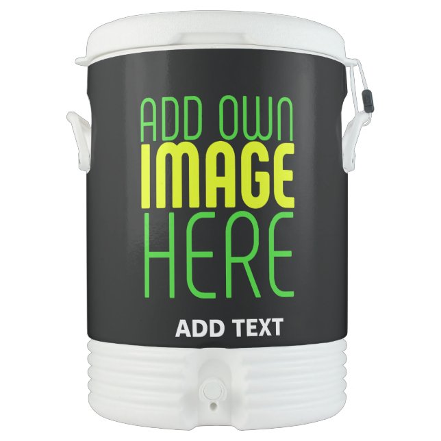 MODERN EDITABLE SIMPLE BLACK IMAGE TEXT TEMPLATE BEVERAGE COOLER (Front)