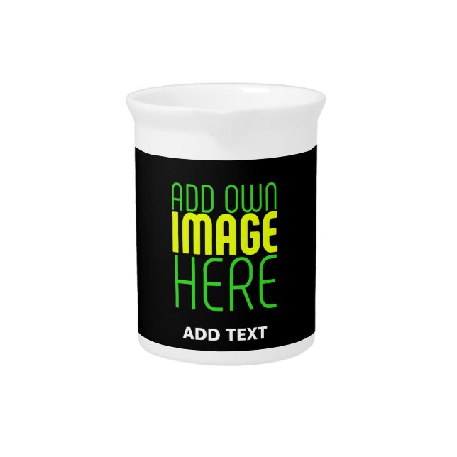 MODERN EDITABLE SIMPLE BLACK IMAGE TEXT TEMPLATE BEVERAGE PITCHER (Front)