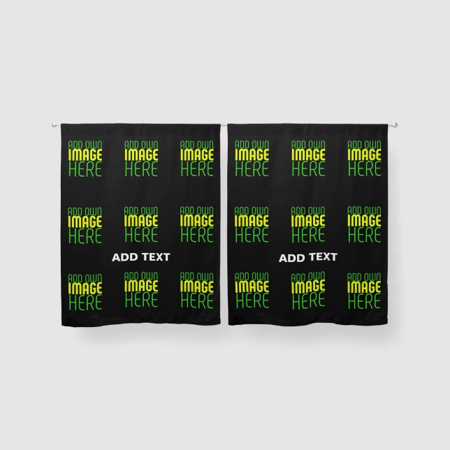 MODERN EDITABLE SIMPLE BLACK IMAGE TEXT TEMPLATE BLACKOUT CURTAINS (Pair)
