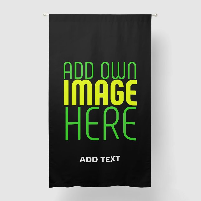 MODERN EDITABLE SIMPLE BLACK IMAGE TEXT TEMPLATE BLACKOUT CURTAINS (Front)