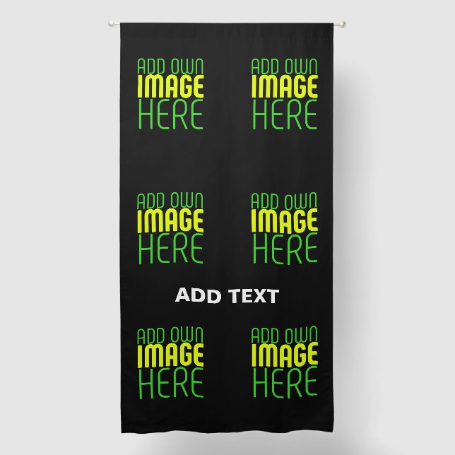 MODERN EDITABLE SIMPLE BLACK IMAGE TEXT TEMPLATE BLACKOUT CURTAINS (Front)