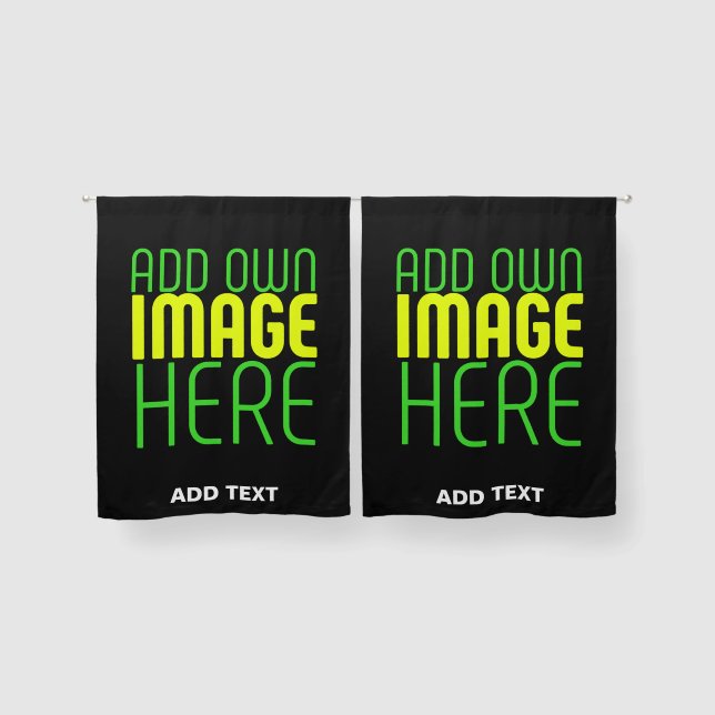 MODERN EDITABLE SIMPLE BLACK IMAGE TEXT TEMPLATE BLACKOUT CURTAINS (Pair)