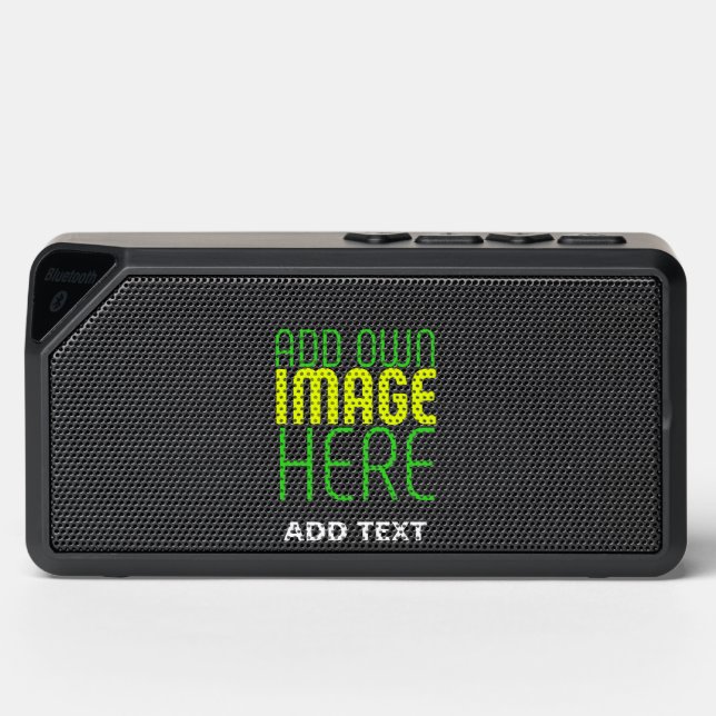 MODERN EDITABLE SIMPLE BLACK IMAGE TEXT TEMPLATE BLUETOOTH SPEAKER (Front)