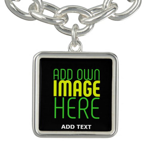 MODERN EDITABLE SIMPLE BLACK IMAGE TEXT TEMPLATE BRACELET