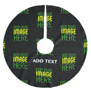 MODERN EDITABLE SIMPLE BLACK IMAGE TEXT TEMPLATE BRUSHED POLYESTER TREE SKIRT