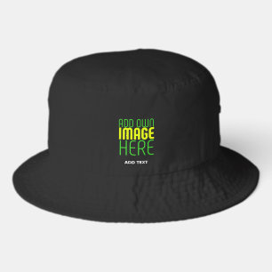 MODERN EDITABLE SIMPLE BLACK IMAGE TEXT TEMPLATE BUCKET HAT