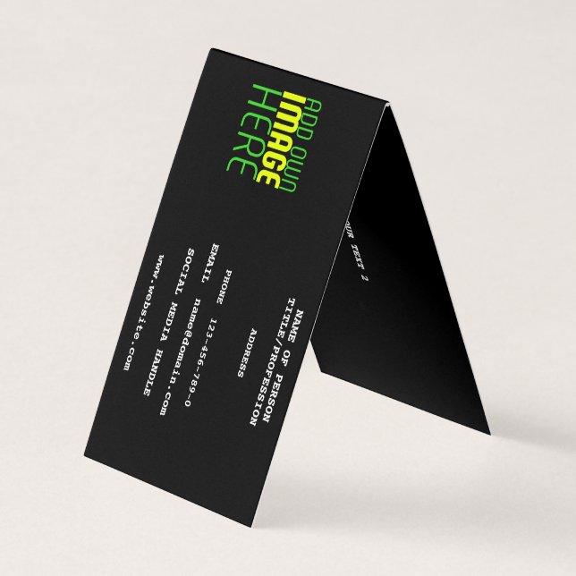 MODERN EDITABLE SIMPLE BLACK IMAGE TEXT TEMPLATE BUSINESS CARD (Front)