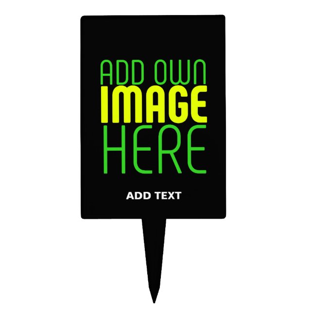 MODERN EDITABLE SIMPLE BLACK IMAGE TEXT TEMPLATE CAKE TOPPER (Front)
