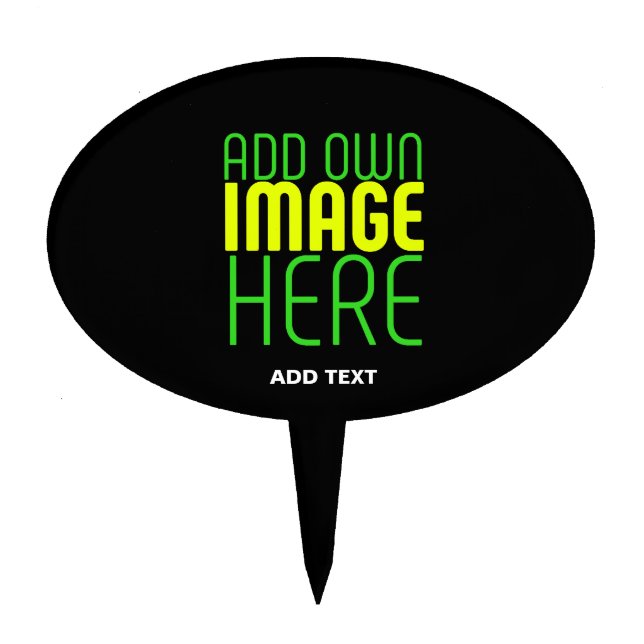 MODERN EDITABLE SIMPLE BLACK IMAGE TEXT TEMPLATE CAKE TOPPER (Front)