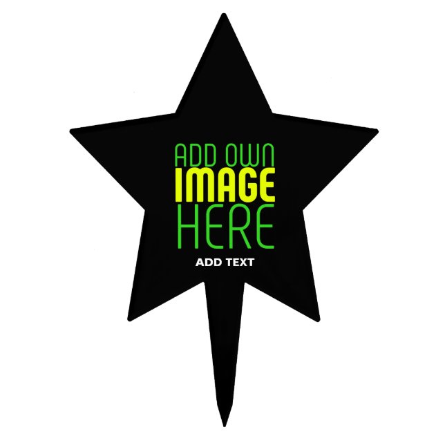 MODERN EDITABLE SIMPLE BLACK IMAGE TEXT TEMPLATE CAKE TOPPER (Front)