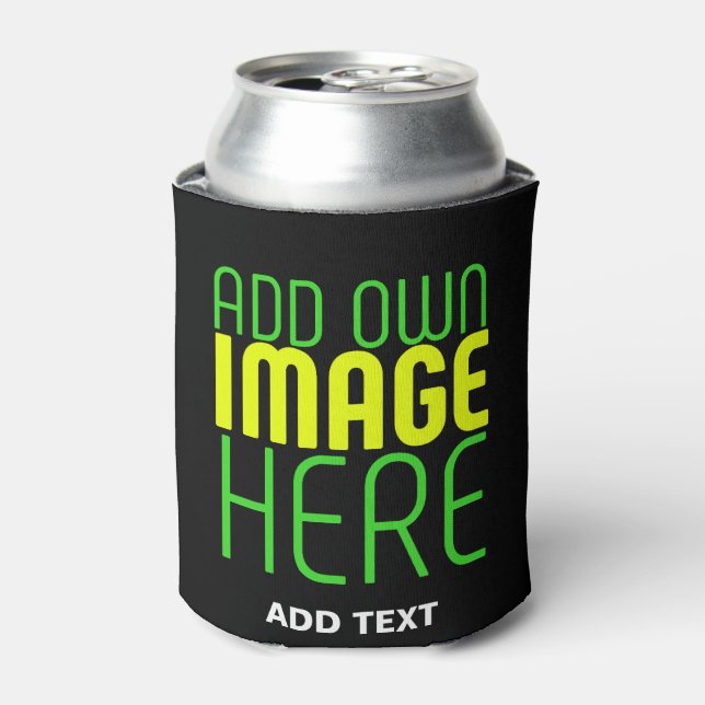 MODERN EDITABLE SIMPLE BLACK IMAGE TEXT TEMPLATE CAN COOLER (Can Front)